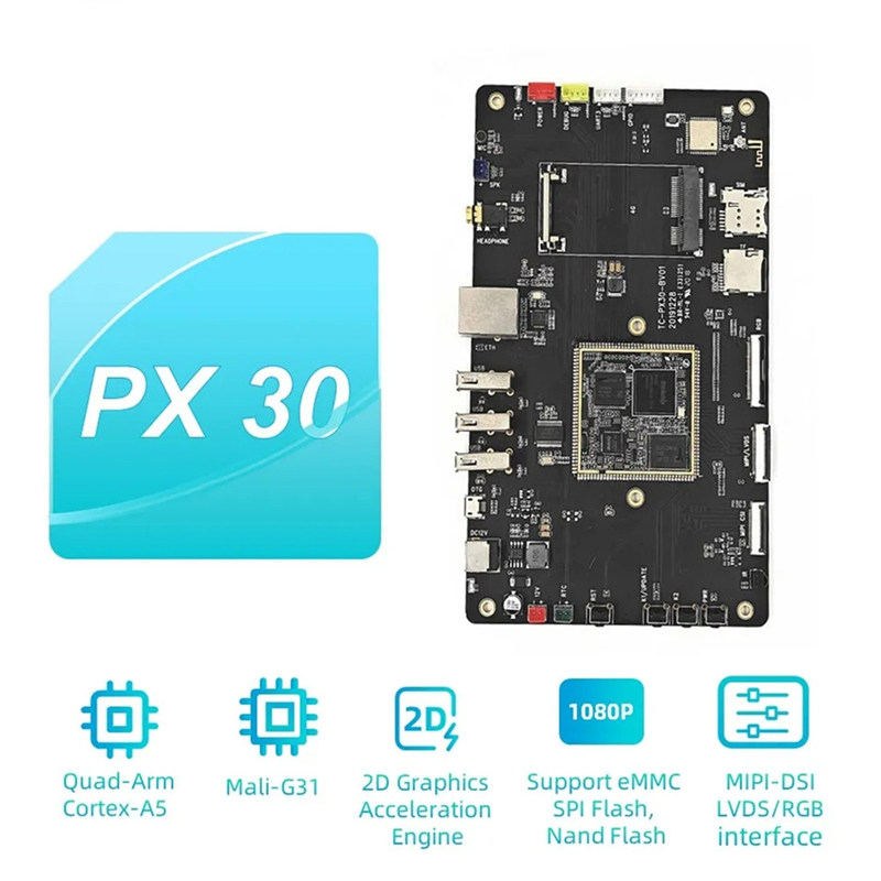 Papan Pangembangan 64-Bit Rockchip PX30 Quad-Core